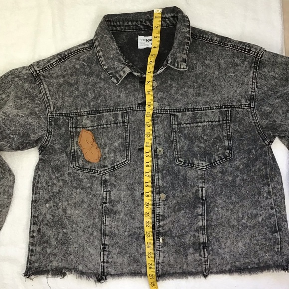 CI SONO WOMEN CUTE BLACK ACID WASH GOTH RAW HEM DEMIN STREET JACKET SIZE XL - Picture 6 of 7
